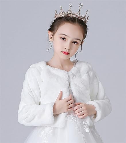 Girls Princess Faux Fur Wrap Shawl Cozy Flower Girls Bolero Shrug Winter Warm Cape Party Wedding Dress Up2