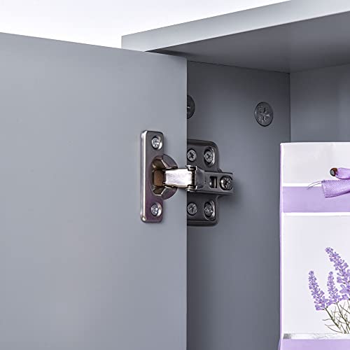 HOMCOM Armario de Baño con Espejo con 2 Puertas y Estante Ajustable Mueble Colgante de Baño para Aseo Estilo Moderno 48x14,5x45 cm Gris - imagen 9