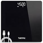 Digital Bathroom Scales for Body Weight, Rechargeable Weighing Scales in KG/LB, Weight Scales for People with LED Display, High Accuracy, Step-On Technology