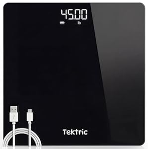 Digital Bathroom Scale for Body Weight – Rechargeable Weight Scale for People with LED Display, KG/LB, 400 lb Capacity, Step-On Technology, Highly Accurate