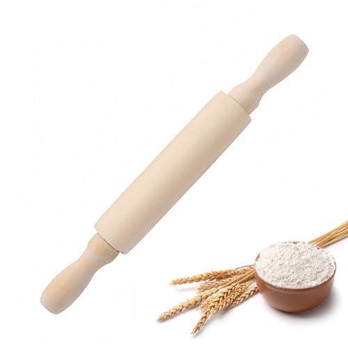 Rundago 2 Pièces Rouleau à Pâte Pour Enfants, Rouleau à Pâte Mini, Rouleau à Pâte de Haute Qualité en Bois de Lotus Pour Les Petites Galettes de Pâte...