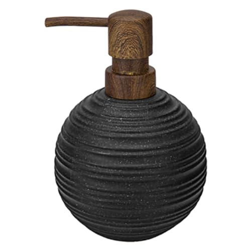 1pcs Hand Soap Dispenser Set, Sandstone Textured Resin Liquid Soap Dispenser for Bathroom Countertop, Heavy & Sturdy Dish Wash Soap Dispenser for Kitchen, Matte Black