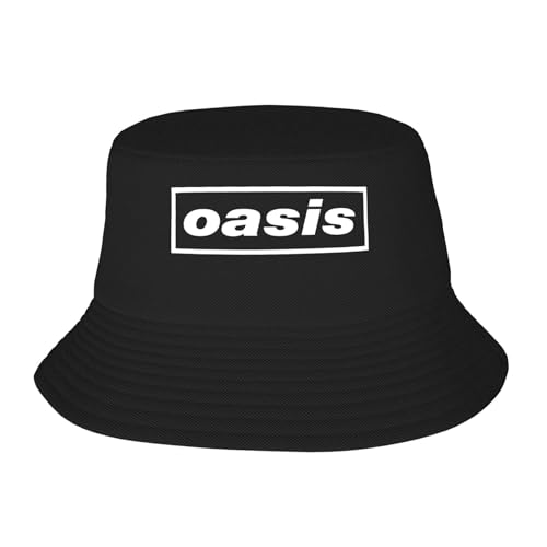 Raymatthie Oasi*s Unisex Black Bucket Hat Mens Womens Band Fisherman Cap Beach Sun Cap Vacation Sports Headwear