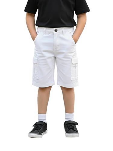 Image of KiddoPanti Boys Knee Length Cargo Denim Shorts with Flap Pockets & Button Closure Casual Wear