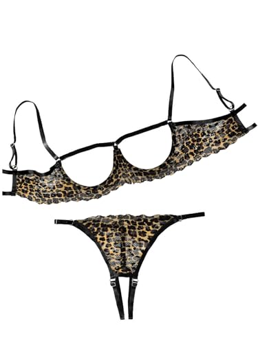 Image of Lilosy Sexy Underwire Floral Lace Sheer Lingerie Set for Women See Through Bra and Panty 2 Piece