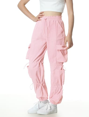 Image of EXARUS Girls Parachute Pants Cargo Hip Hop Wide Leg Baggy Y2K Teen