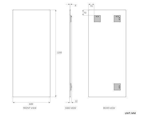 Waterstone Mirrors & Frames LTD 120 x 60cm Rectangle Bathroom Mirror, Unframed, Frameless Bathroom Mirror with Wall Hanging Fixing Hardware