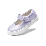 Rihero Mary Jane Shoes for Girls Kids School Uniform Dress Shoes Casual Walking Flat Sneakers Glitter Purple Size 5 Big Kid