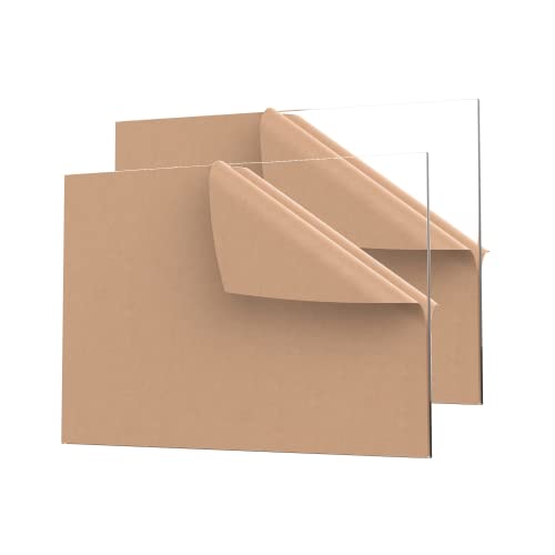 Image of INTELLIMADE, Acrylic Sheet Plexiglass 6 inch x 12 inch Rectangle Panel 1 /8 inch (3mm) Thick, Cast Plexi Glass Board with Protective Paper for Signs, DIY Display Projects, Craft and Easy to Cut, 2-Pack, Clear