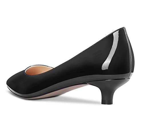 HEUIVZAR Women Pumps Pointed Toe Low Kitten Heel Slip-on Patent Dress Shoes Classic 1 Inch3