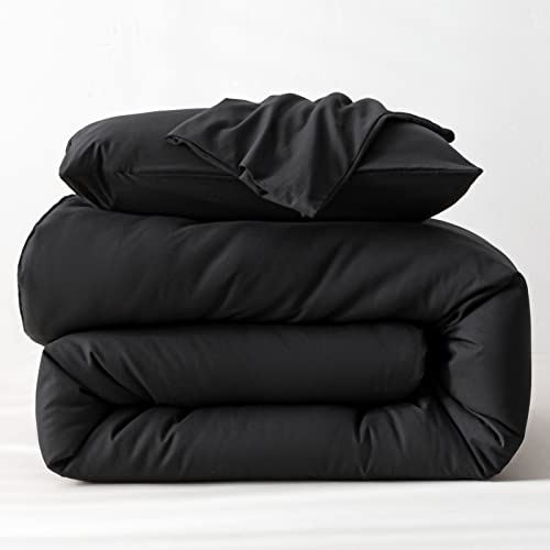 ROSGONIA Black Comforter Set Queen, 3pcs(1 Boho Black Comforter & 2 Pillowcases) All Season Bedding Lightweight Bedspread Blanket Quilt Bed Set