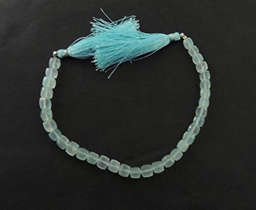 BEADS GEMSTONE 1Strands Aqua Chalceny Briolettes -Aqua Chalceny Cube Faceted Briolette 6mm-7mm 8 Inch SB441 Code-HIGH-36436