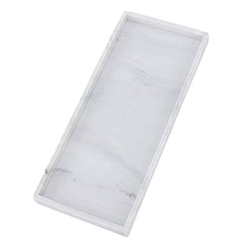 Plateau de vanité rectangulaire antidérapant en silicone effet marbre chic