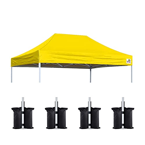 Image of Eurmax USA 8x12 Pop Up Canopy Replacement Top,Universal Instant Canopy Cover ONLY,Heavy Duty UPF 50+ UV Protection,Water & Wind Resistant Tarp,30+ Colors Available,Bonus 4 Sand Bags (Yellow)