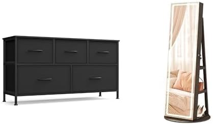 SONGMICS Dresser for Bedroom, LED Jewelry Cabinet Standing, ULGS322B01S and UJJC008K02