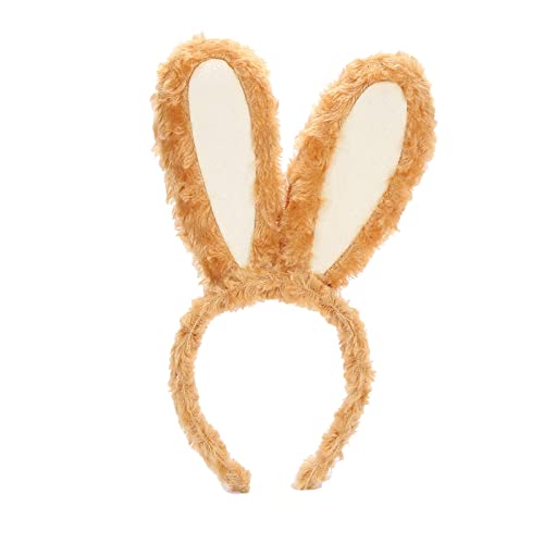 Kaninchenohren-Stirnband, 1 Stück, niedliches Plüsch-Hasenohren-Haarband, modisches Haar-Accessoire, Kopfschmuck für Frauen, Mädchen, Halloween, Cosplay, Osterparty, Kostüm-Dekoration (braun) Cover