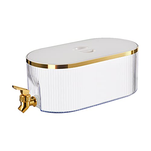 SLDHFE Drink Dispensers For Parties, Fridge Beverage Juice Drink Dispenser With Spigot, Plastic Water Container Despenseror for Milk Lemonade (1.4 Gallon) white