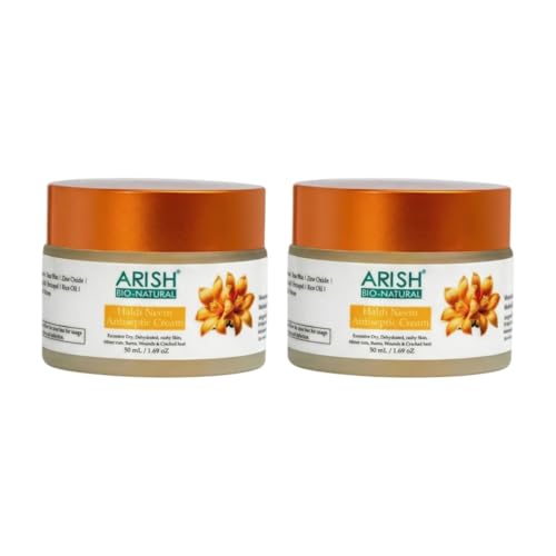 Image of ARISH BIO-NATURAL Haldi Neem Antiseptic Cream | Herbal Skin Protection & Soothing Care for Face, Hand & Body | 24 Hours Moisturisation Turmeric & Neem Formula | Value Pack of 2 x 50 ml