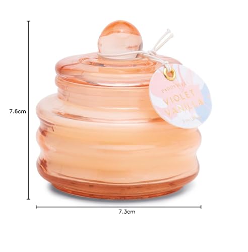 Paddywax Scented Candles Beam Collection Small Artisan Luxury Glass Jar Candle with Lid, 85g, Pink - Violet Vanilla - Image 2
