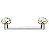 Titanium Flat Surface Piercing Jewelry 14G Staple Barbell Internally Threaded Surface Barbell with Bezel Top Gem Crystal