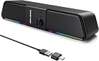 Foto di Senzer CS20 Casse Pc, Casses Usb Bluetooth Flowing LED Gaming SoundBar, Casse per Pc Computer Portatile (Not 3.5Aux)