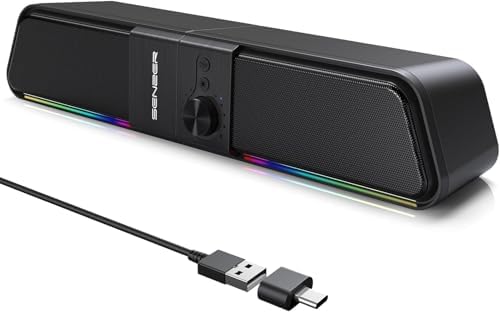 Senzer CS20 Casse Pc, Casses Usb Bluetooth Flowing LED Gaming SoundBar, Casse per Pc Computer Portatile (Not 3.5Aux) — foto principale