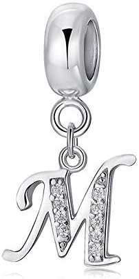 Alphabet Charms 925 Sterling Silver Letter Initial A-Z Charm Beads fit pandora for Bracelet