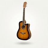 38 Inch Full Size Acoustic Guitar Classical Cutaway Design Hardwood Finish & Steel Strings with Bag (Natural)