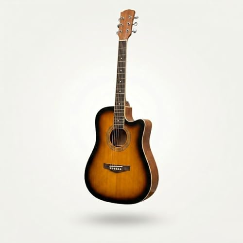 38 Inch Full Size Acoustic Guitar Classical Cutaway Design Hardwood Finish & Steel Strings with Bag (Natural)