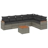 vidaXL 8-delige Loungeset met kussens poly rattan grijs, tuinset, tuinmeubel, terrasset, tuinbank, terrasmeubel, loungebank, loungeset tuin