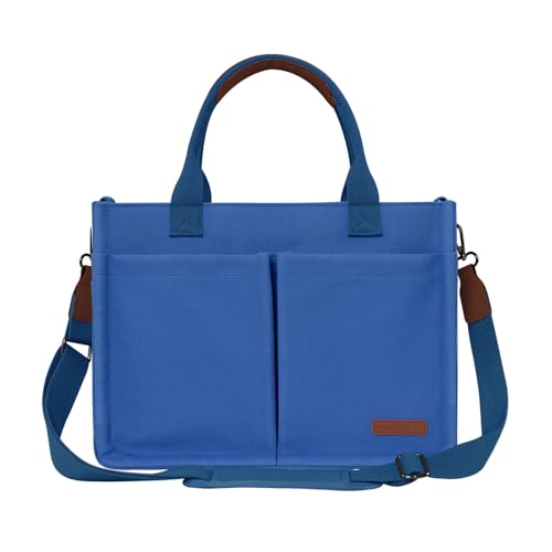 Image of FIORETTO Womens Canvas Tote Bag Purse with Individual Compartment, Zipper Top, Reinforced Bottom & Luggage Sleeve