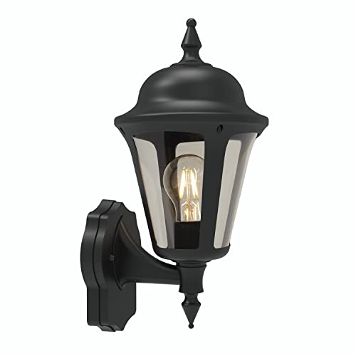 4lite Outdoor Wall Lantern (Black) IP65 Rated Exterior Wall Lamp - 4L2/3412-4Yr Guarantee