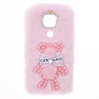 YKTO Custodie per Telefoni Soffici per ZTE Blade V40 Vita Cover Shiny Bow Pearl Bear Simpatico Peluche Morbido e Inverno Caldo Morbido Case Peluche Coniglio Silicone,Orso di perle rosa