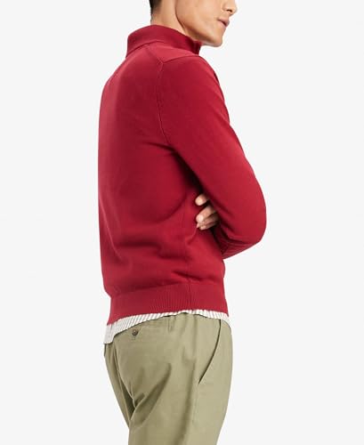 Tommy Hilfiger Mens 1/4 Zip Mockneck-Sweatshirt Sweater, Rhubarb, X-Large US2