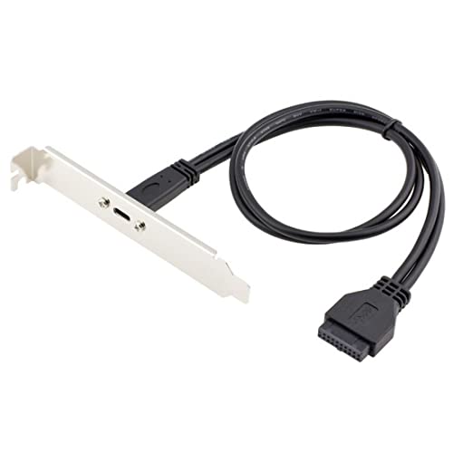 chenyang USB 3.0 19Pin Motherboard Header to USB 3.1 Type C USB C Female Adapter Cable with Bracket 40cm, 19Pin to USB C