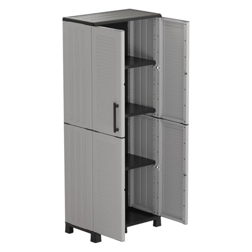 Armoire de rangement garage et buanderie meuble haut gris 169 cm