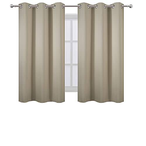 Image of LEMOMO Beige Blackout Curtains 34 x 54 Inch Length /Set of 2 Curtain Panels /Thermal Insulated Room Darkening Blackout Curtains for Bedroom