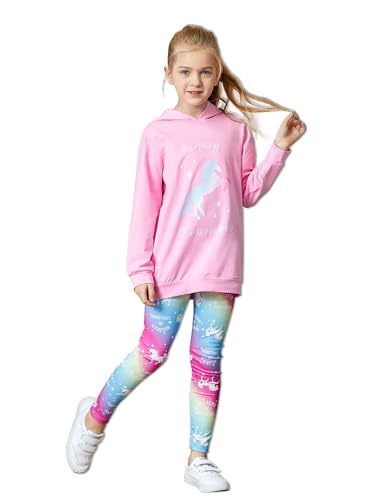 Image of PATPAT Girls 2 Piece Outfits Long Sleeve Hoodie and Leggings Clothing Set Outfits for Girls 4-12Y Fall /Winter Outfits