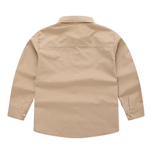 Boys Long Sleeve Unifo𝐫m Shirts Spring Summer 𝐁utton Down Shirt for Childrens Youth Solid Color Dress Shirts2