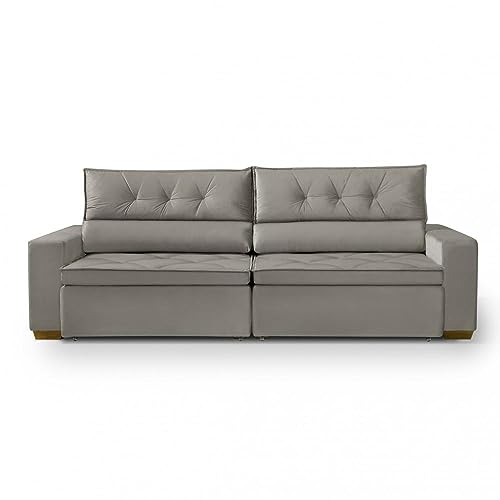 Sofá Prime 5 lugares, Retrátil, Reclinável, 2,50m com Molas Yescasa Bege