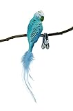 Glasvogel Thüringer Weihnacht 52-014 Glas-Vogel, Wellensittich mit Naturfedern, hellblau/türkis