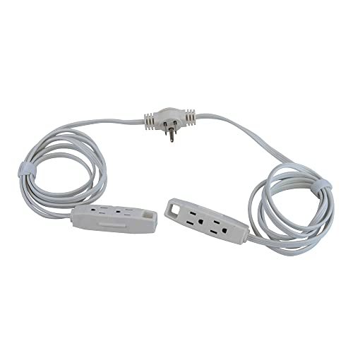 Woods 67014340 Sofa Cord; 6 Total Outlets; 6 Foot Cord on Each Side; 16 Gauge 3 Prong (Grounded) Plug ; White