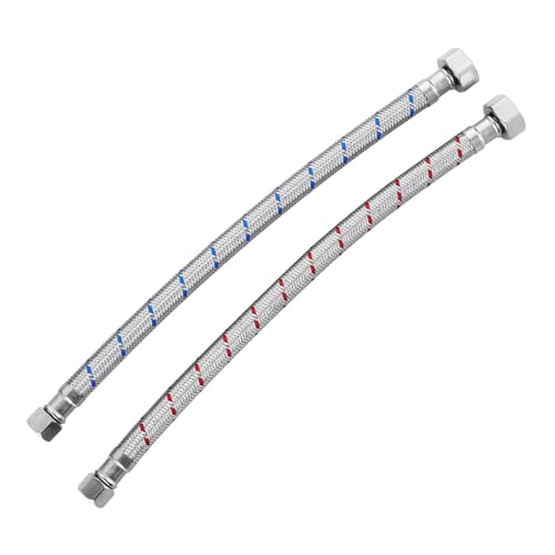 ALEASHA 12 Inch Faucet Supply Lines Stainless Steel Braided Supply Hose for Sink Faucet G1/2\" FIP x 3/8\" Compression Faucet Connector, cUPC Bathroom Water Hose Replacement Parts 2 PCS