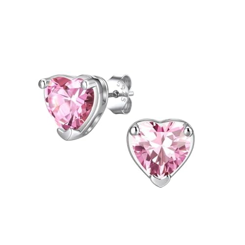 FindChic 2 Carat Birthstone Stud Earrings for Women, Round/Heart/Princess Cut Stud Earrings, Hypoallergenic Studs with 925 Sterling Silver Posts, 12 Months Birthday Jewelry Gift 10. October-