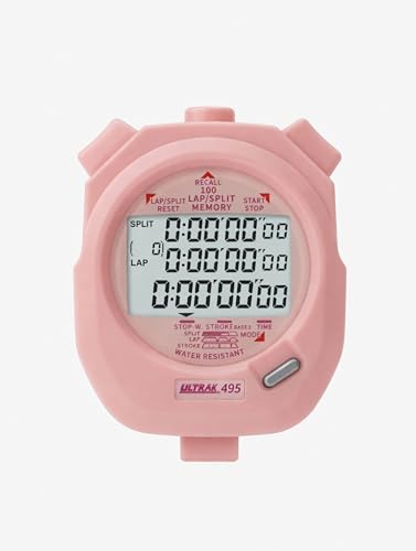 Image of ULTRAK 495 Stopwatch - Pink Professional 100-Lap Digital Timer, Countdown Interval Tracker, Water-Resistant Sports Watch, Chronograph for Coaching & Training
