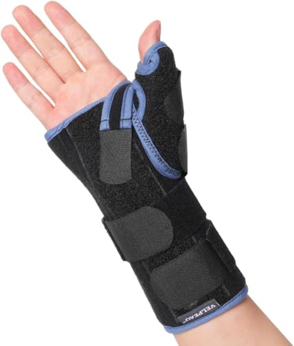 Image of Velpeau Wrist Brace with Thumb Spica Splint for De Quervain's Tenosynovitis, Carpal Tunnel Pain, Stabilizer for Tendonitis, Arthritis, Sprains & Fracture Forearm Support Cast (Regular, Right Hand-S)