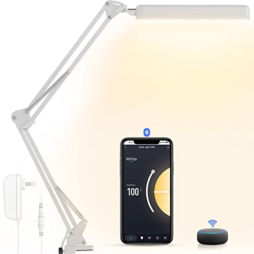Led Desk Lamp With Clamp - Smart Swing Arm Desk Lamp Fit With Alexa, 12W Adjustable Eye-Caring Desk Light, Architect Desk Lamp With Memory Function/Timer, Table Lamp For Home Office Study Reading #TOP6