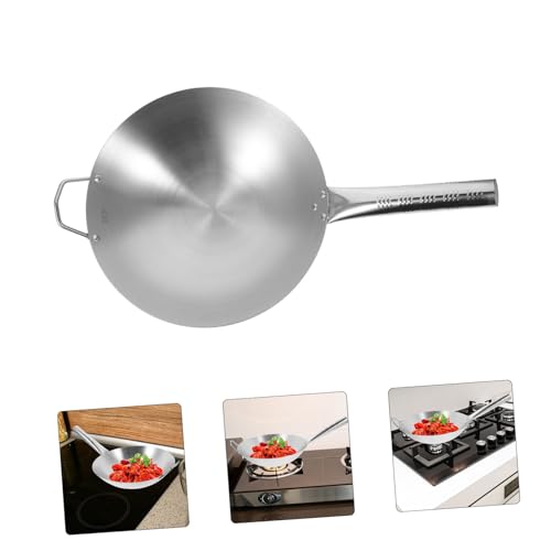 Wok de acero inoxidable antiadherente con mango largo miniatura 4