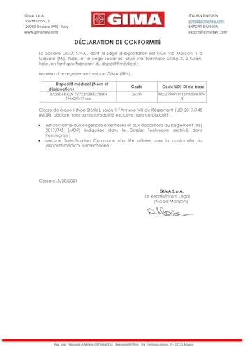 GIMA 142 Bett-Wanne, Perfektion-Art, Edelstahl, 354 mm x 289 mm x 97 mm