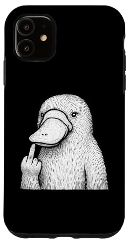 カモノハシ 中指 皮肉な動物好き スマホケース iPhone 11 用